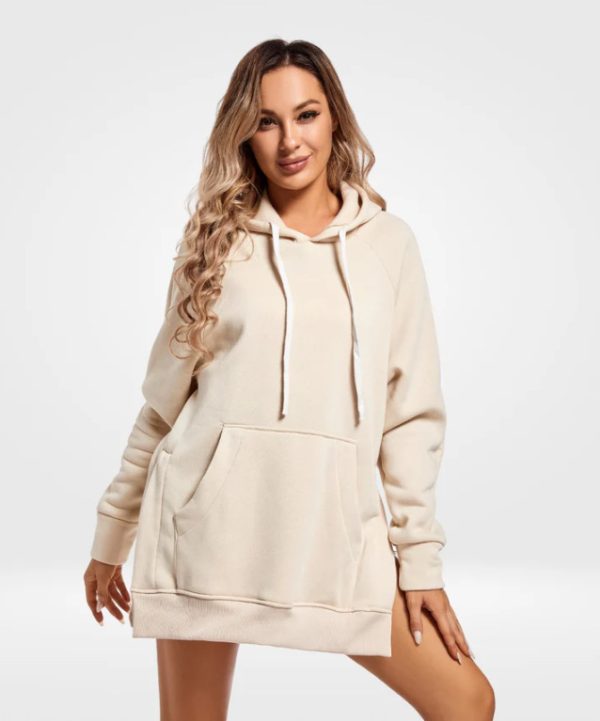 Women's Brushed Split Hoodie With Shoulder Sleeves - Image 7