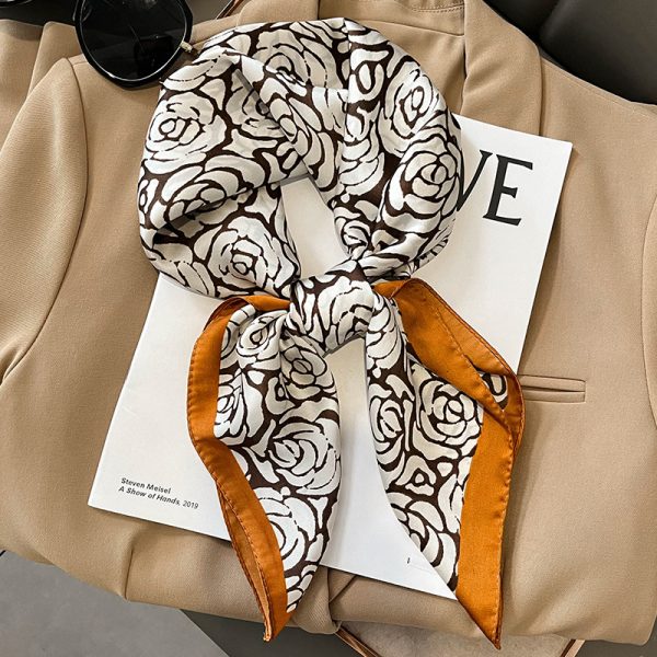 Classic Style Printed Silk Warm Shawl Decorative Hair Band Scarf - Image 8