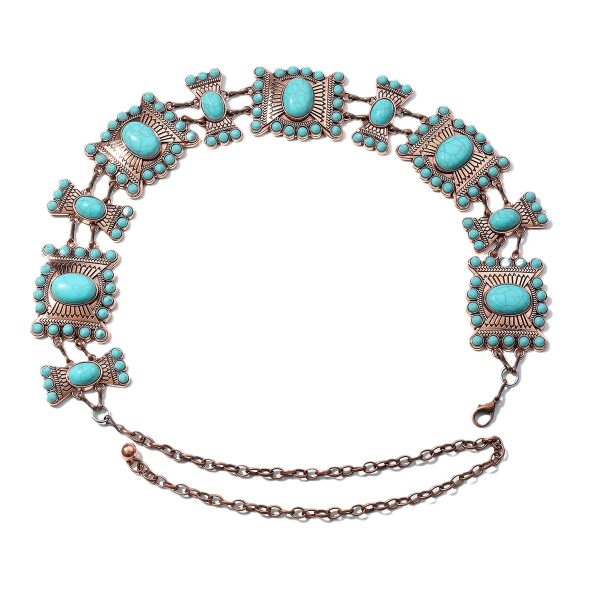 Fashionable Zinc Alloy Simple All-match Carved Turquoise Waist Chain - Image 5