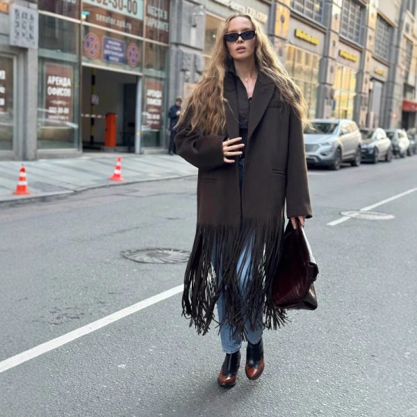 Women's Street Fashion Tassel Woolen Coat