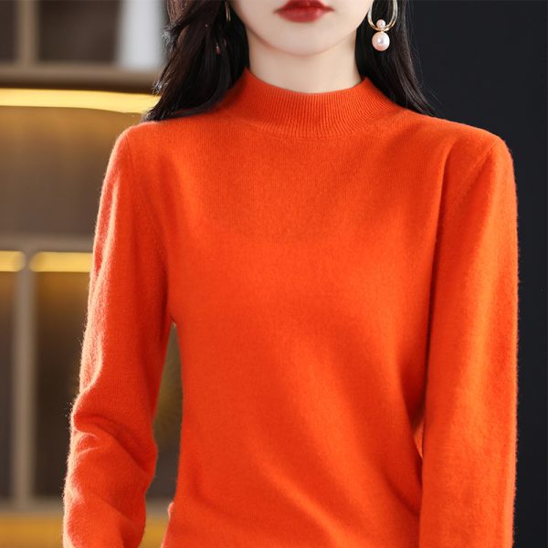 Loose Slimming Thickened New Wool Women's Half Turtleneck Knitted Sweater - Image 5