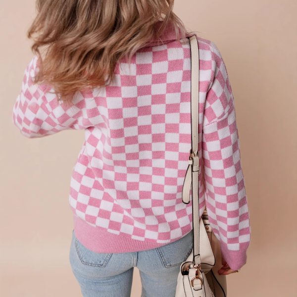 Chessboard Plaid Three-button Top Inner Fashion Loose Bottoming Shirt For Women - Image 3