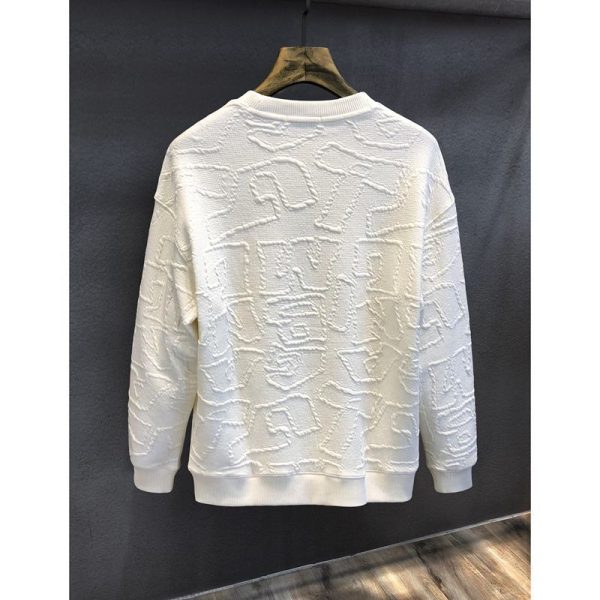 Texture Jacquard Heavy Round Neck Sweater Men's Autumn New - Image 4