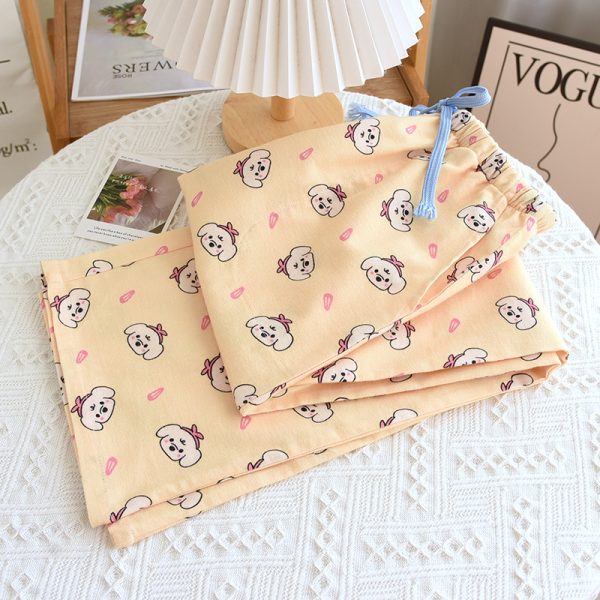 Brushed Flannel Loose Pure Cotton Cartoon Printed Pajama Pants For Women - Image 10