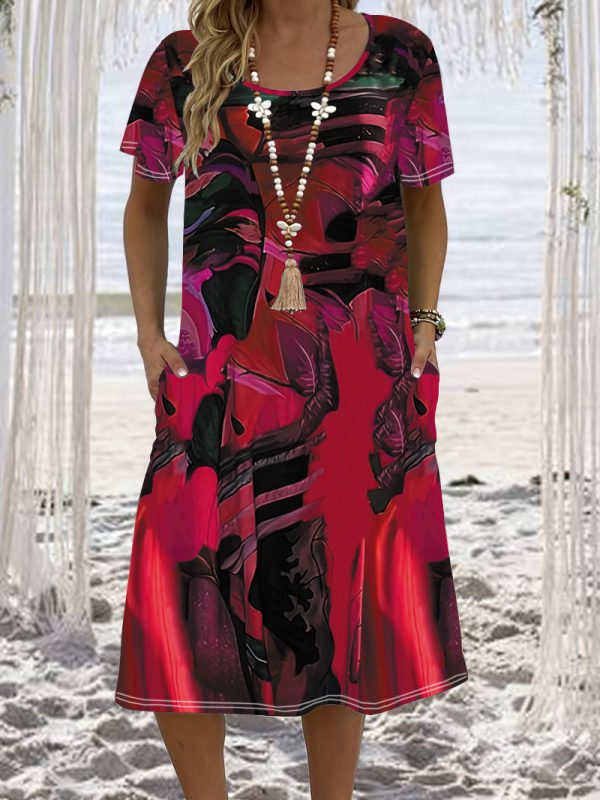 Women's Fashion Printed Loose Beach Dress - Image 9