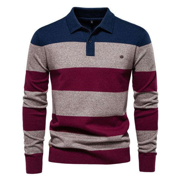 Men's Long Sleeve Polo Collar Sweater Slim Lapel - Image 6