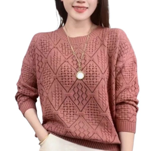 Loose Western Style Hollow Knitted Sweater - Image 5