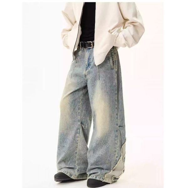 European And American Style Retro Washed Distressed Wide Leg Jeans - Image 3