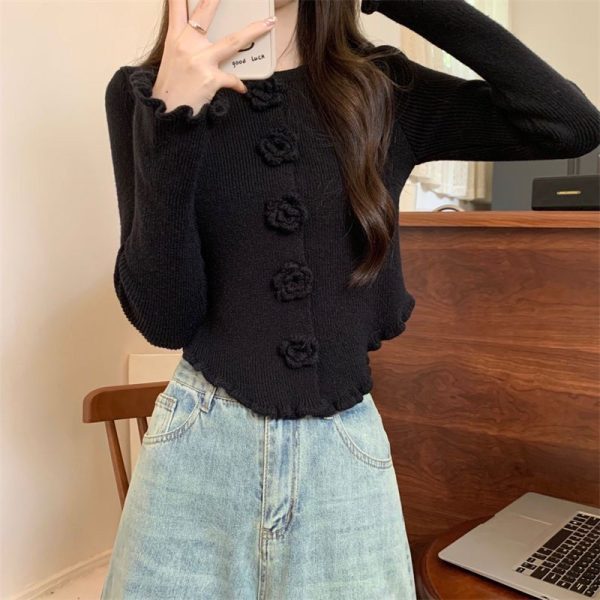 Inner Flower Long Sleeve Sweater Bottoming Shirt Top - Image 8