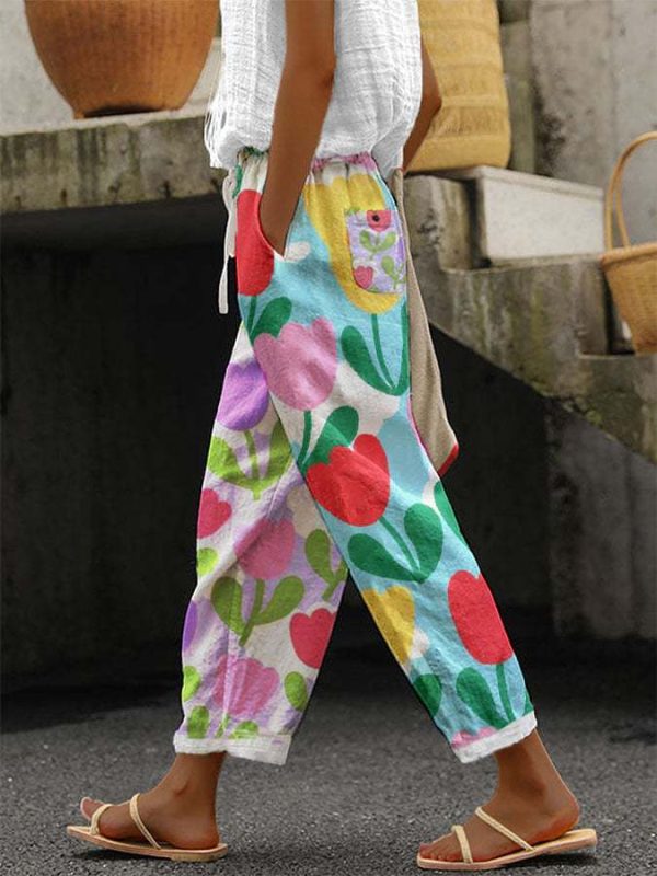 Women's Digital Printing Bubble Crepe Trousers - Image 8