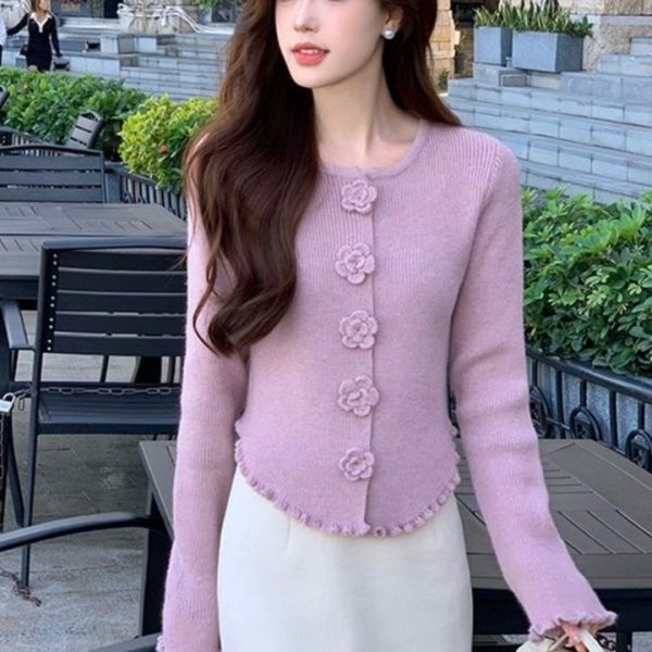 Inner Flower Long Sleeve Sweater Bottoming Shirt Top - Image 10