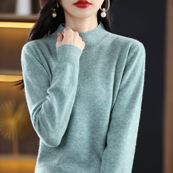 Loose Slimming Thickened New Wool Women's Half Turtleneck Knitted Sweater - Image 8