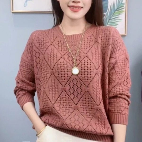 Loose Western Style Hollow Knitted Sweater - Image 4