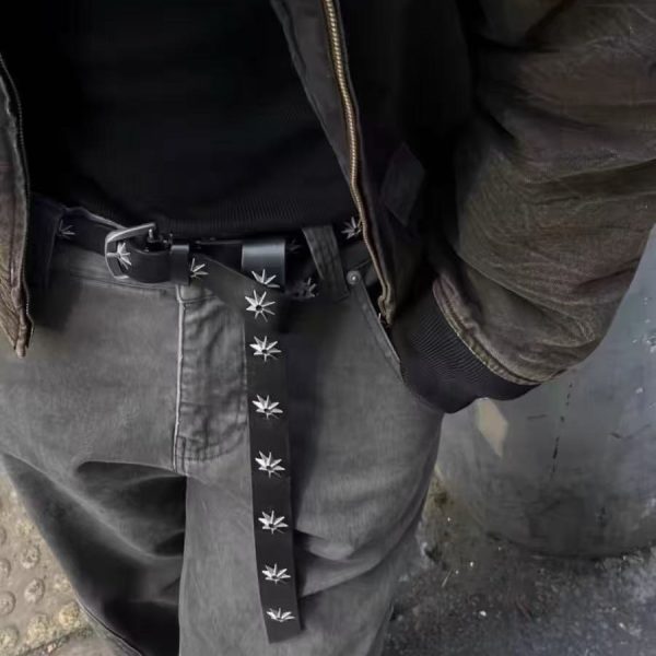 DIY Star Simple Black Retro Metal Men's Distressed Belt