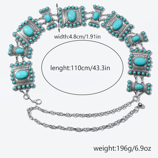 Fashionable Zinc Alloy Simple All-match Carved Turquoise Waist Chain - Image 6