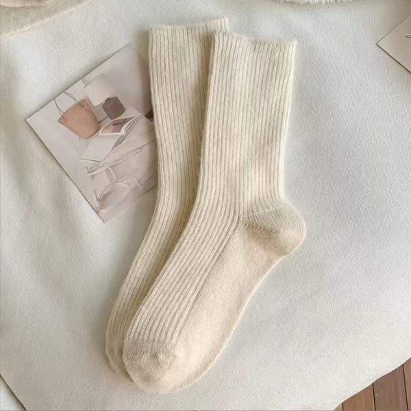 Pure Color All-matching Thickened Thermal Middle Tube Wool Socks Children - Image 8