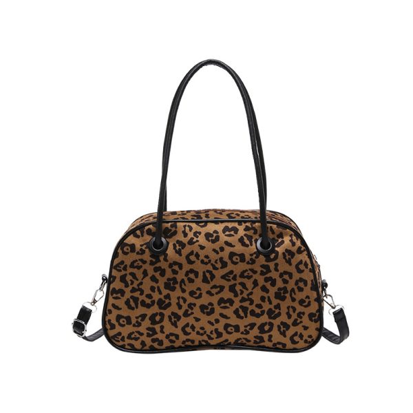 Vintage Leopard Print Bowling Handbag For Women - Image 5