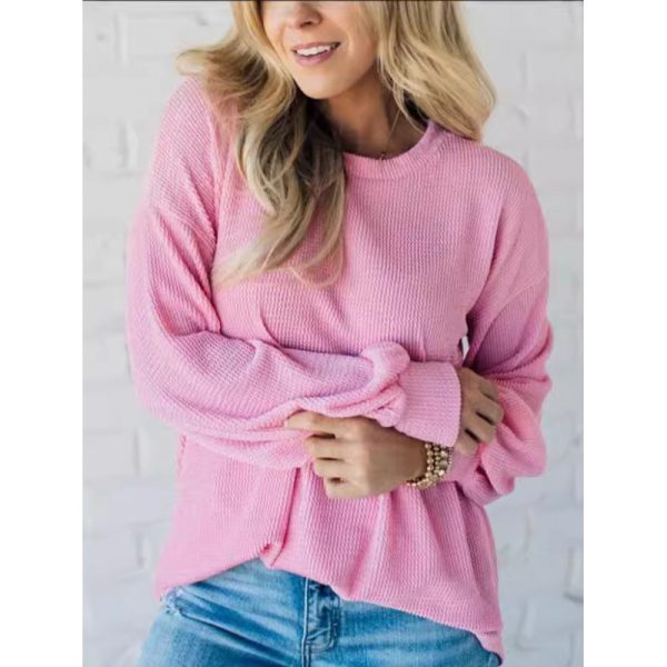 Round Neck Plus Size Loose Pullover Casual Top - Image 2