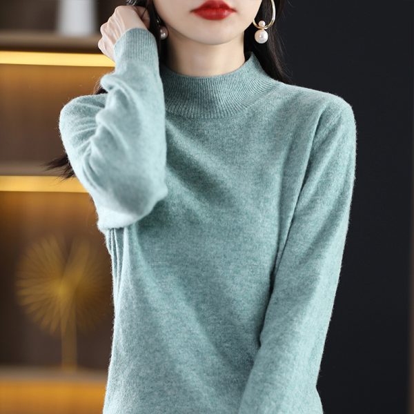 Loose Slimming Thickened New Wool Women's Half Turtleneck Knitted Sweater - Image 3