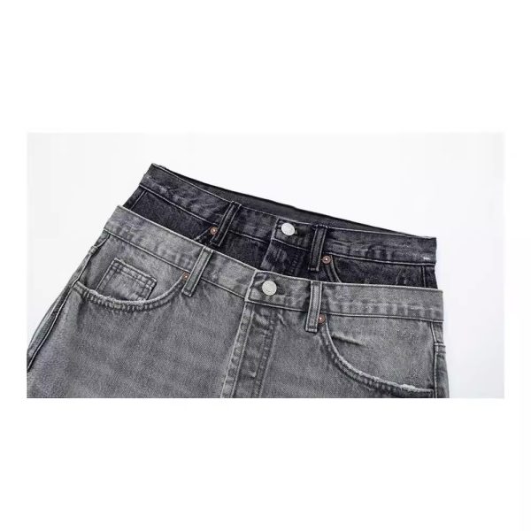 Women's High Waist A- Line Cotton Denim Skirt - Image 3