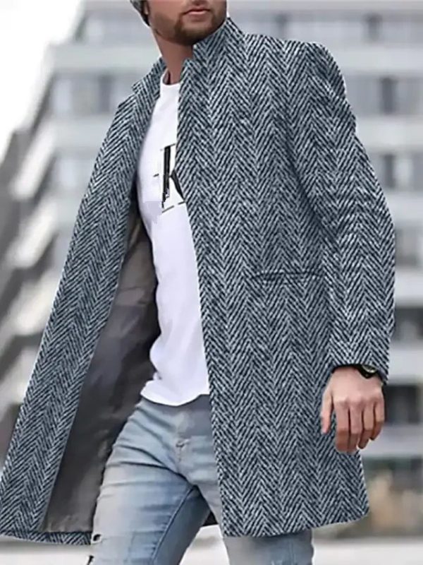 Casual Coat Woolen Printed Fashionable Jacket Men - Image 2