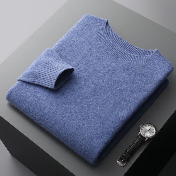 Men's Round Neck Basic Inner Match Thin Middle-aged And Elderly Bottoming Shirt Sweater - Image 9