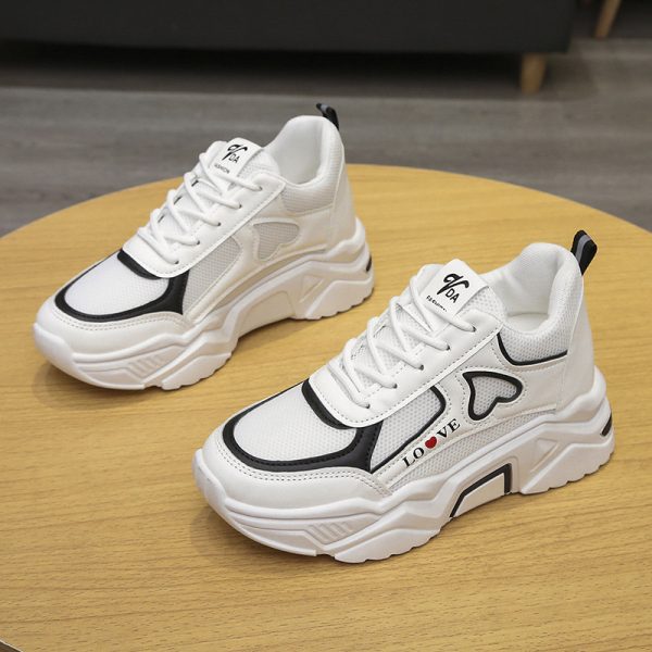 Women's Spring Casual Sports Low-top Platform Height Increasing Skinny White Shoes - Image 5