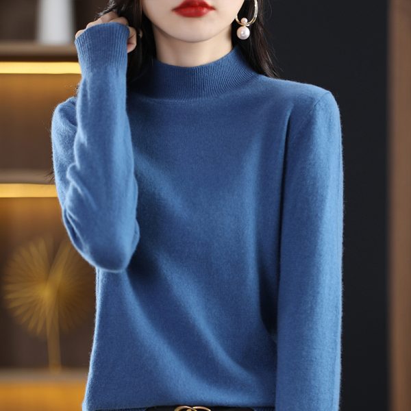 Loose Slimming Thickened New Wool Women's Half Turtleneck Knitted Sweater - Image 4