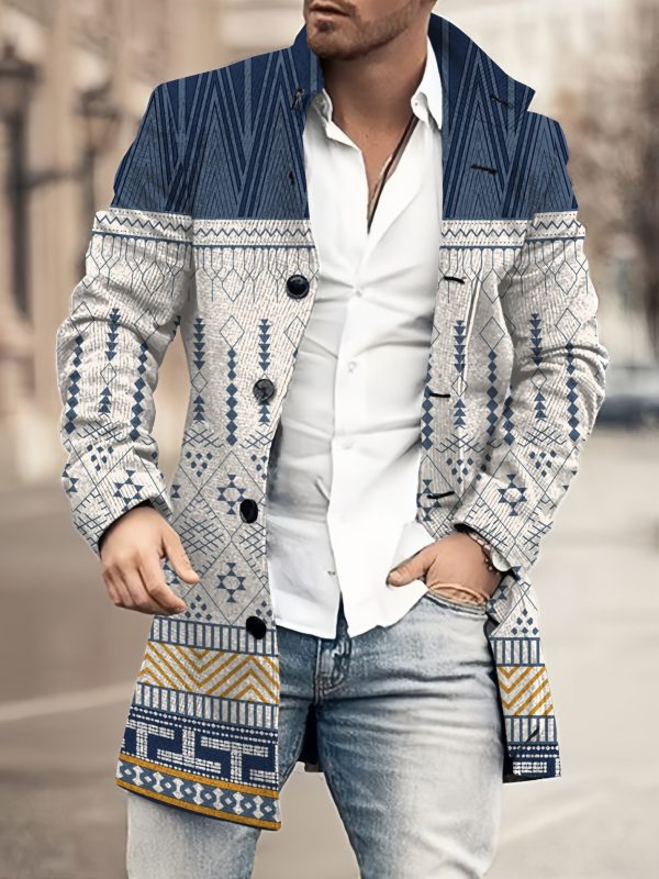 Casual Coat Woolen Printed Fashionable Jacket Men - Image 5