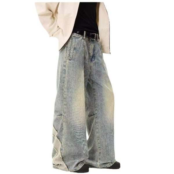 European And American Style Retro Washed Distressed Wide Leg Jeans - Image 6