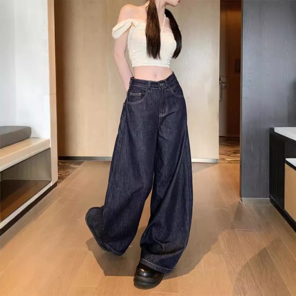 Women's American-style High Street Jeans Wide-leg Pants