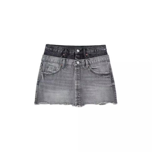 Women's High Waist A- Line Cotton Denim Skirt - Image 5