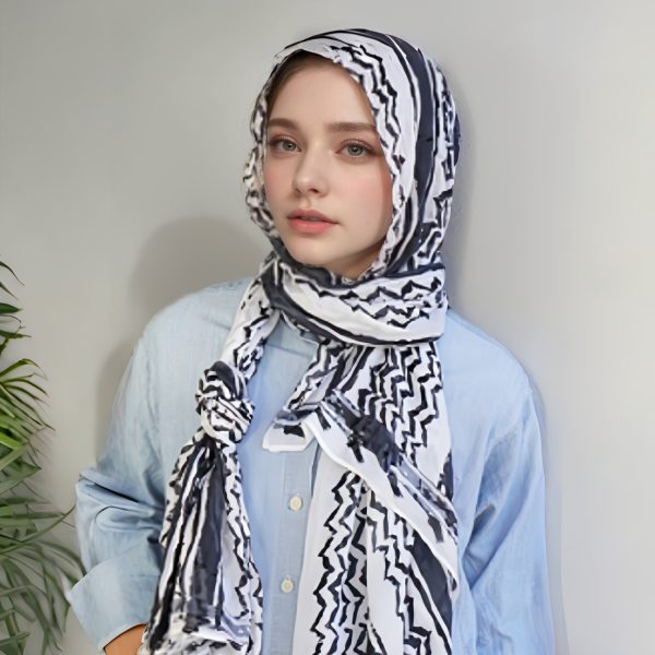 Creative Satin Polyester Printed Striped Scarf - Image 3