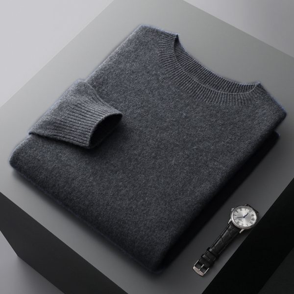 Men's Round Neck Basic Inner Match Thin Middle-aged And Elderly Bottoming Shirt Sweater - Image 3