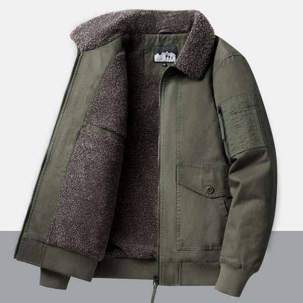 Men's Casual Fleece-lined Warm Cargo Jacket Coat