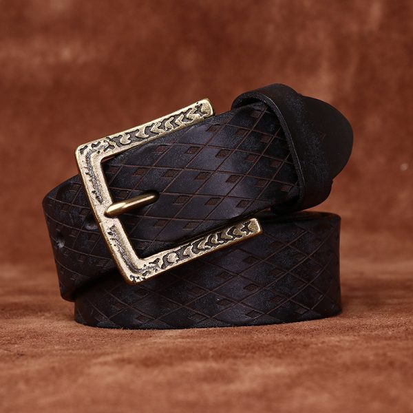 Original Diamond Carved Men's Denim Belt - Image 3