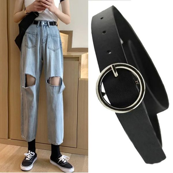 Ripped Wide-legged Jeans Women's Straight Loose High Waist - Image 9