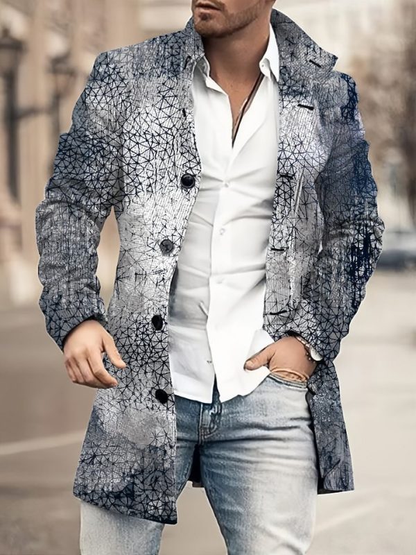 Casual Coat Woolen Printed Fashionable Jacket Men - Image 4