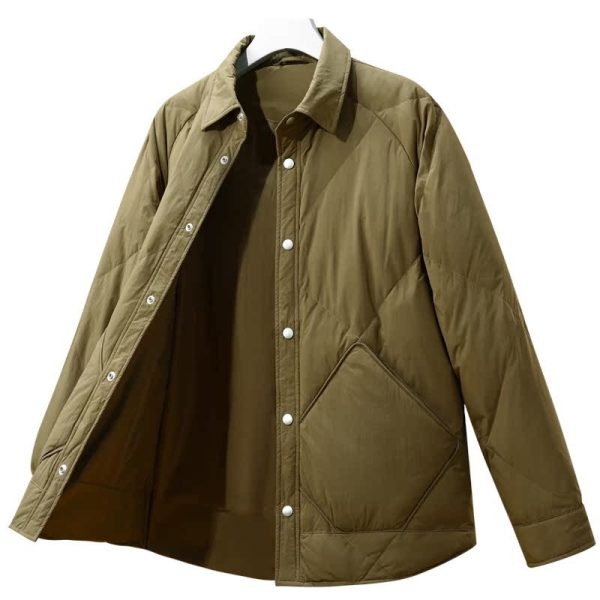 Shirt Collar Down Jacket Men's New Winter Rhombus Tooling - Image 5