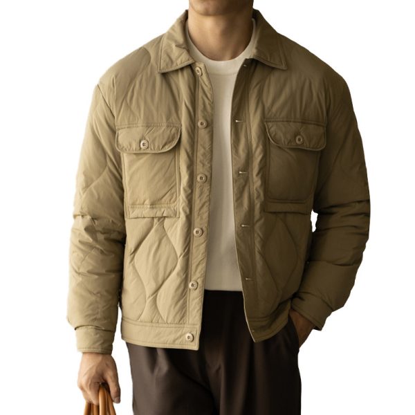 High Density Duck Down Seamless Lapel Down Jacket Men's Autumn And Winter New - Image 4