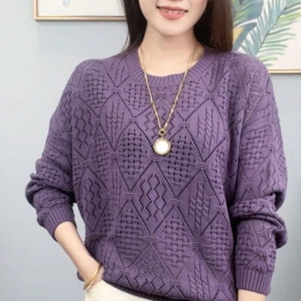 Loose Western Style Hollow Knitted Sweater - Image 2