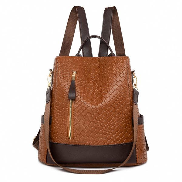 Soft Leather Women's Fashion Woven Backpack - Image 7