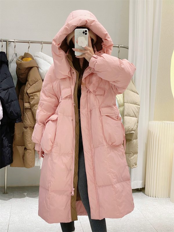 Korean Style Winter Clothes Hooded Women's Over-the-knee Quilt Down Jacket - Image 7