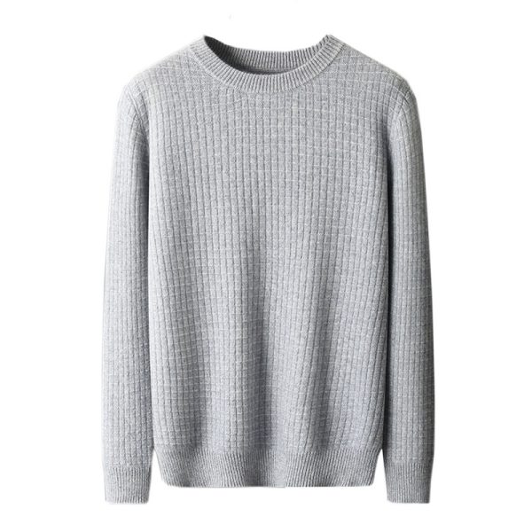 Men's Round Neck Woolen Sweater Business Casual Plaid Jacquard - Image 5