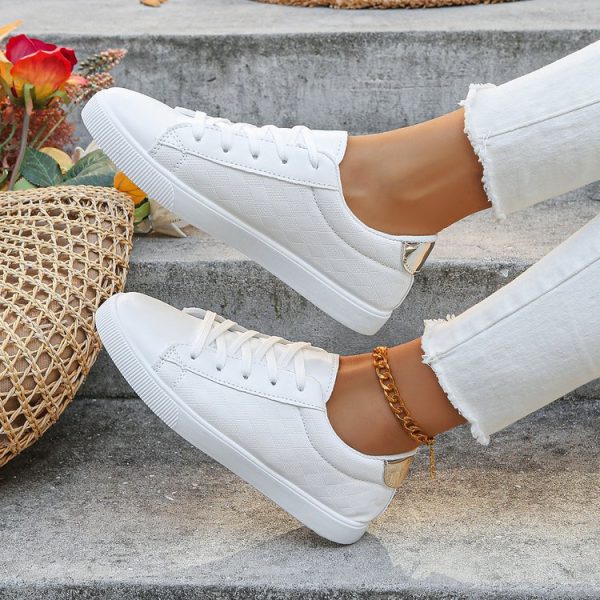 Women's Sneakers Plus Size Front Lace-up Casual Sports White Shoes - Image 2