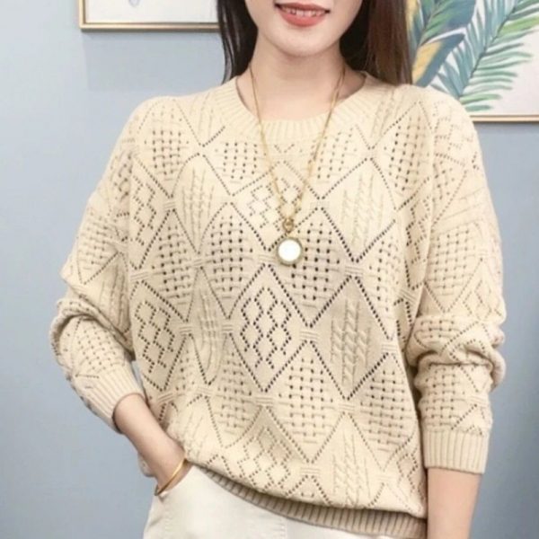 Loose Western Style Hollow Knitted Sweater - Image 3