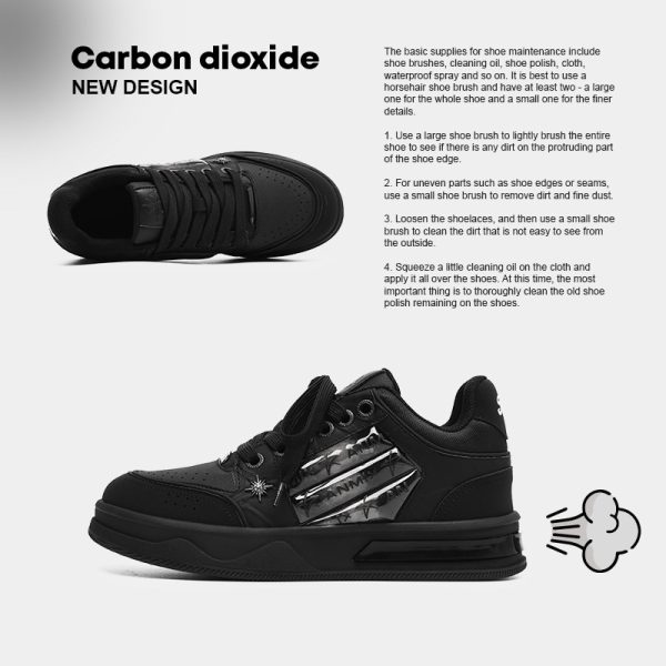 Couple's Black All-match National Fashion Platform Star Pattern Sneakers - Image 3