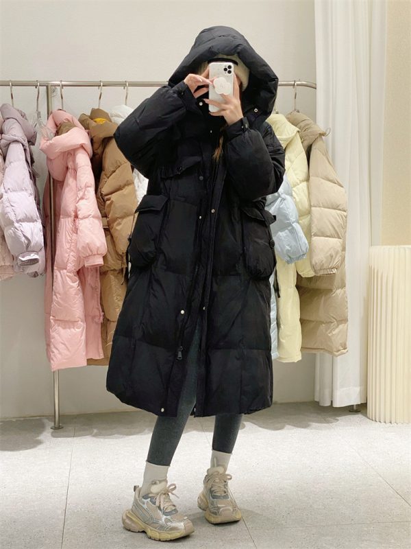 Korean Style Winter Clothes Hooded Women's Over-the-knee Quilt Down Jacket - Image 6