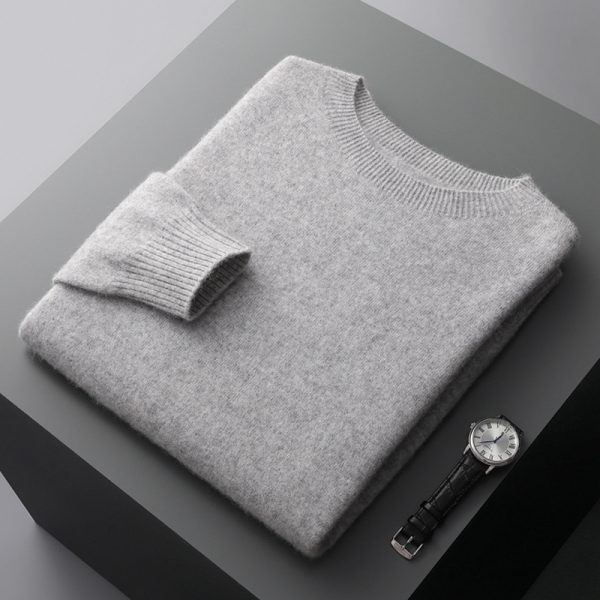 Men's Round Neck Basic Inner Match Thin Middle-aged And Elderly Bottoming Shirt Sweater - Image 2