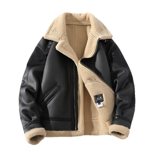 Winter Fleece-lined Thickened Short Sheepskin Leather Coat - Image 5